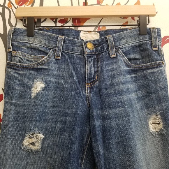 CURRENT/ELLIOT The Skinny Washboard Destroyed Jeans Size 25 - Picture 4 of 8